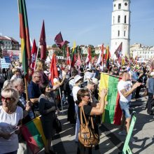 Vilniuje rengiamas profsąjungų mitingas dėl mažesnių suvaržymų streikams, mamų eitynės