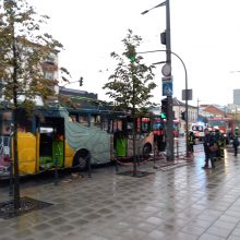 Netoli autobusų stoties užsiliepsnojo senasis troleibusas