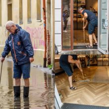 Po liūties skęsta Kauno senamiestis – vanduo plūsta į pastatus