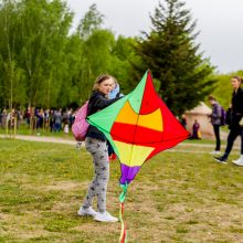 Spalvingo pikniko tarp sakurų nesugadino ir apniukęs dangus