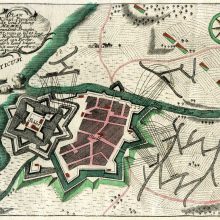 Planas: Klaipėdos pilis ir miestas Rusijos kariuomenės, vadovaujamos generolo Fermoro, apgulties metu. 1757 m. birželio 19–23 d. Iš MLIM archyvo.