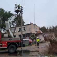 Stipraus vėjo padariniai Kaune: dalis Romainių liko be elektros, virto medžiai, nuplėšta stogo danga