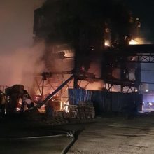 Didžiulis gaisras Panevėžyje: degė medienos gaminių bendrovė