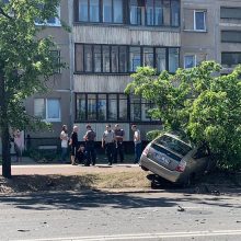 Didelė avarija Vilniuje: po susidūrimo „Toyota“ nuvertė medį