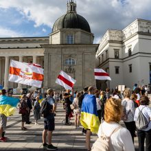 Ukrainos palaikymo mitingo dalyviai Vilniuje ragino nepasiduoti karo nuovargiui
