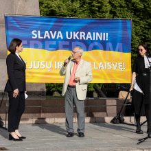 Ukrainos palaikymo mitingo dalyviai Vilniuje ragino nepasiduoti karo nuovargiui