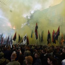 Kijeve vyko nacionalistų eitynės „Sugrąžinkime Ukrainą ukrainiečiams“