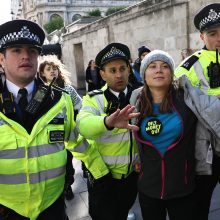 Jungtinės Karalystės policija apkaltino G. Thunberg viešosios tvarkos pažeidimu