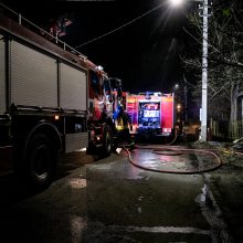 Ugniagesiai skubėjo į Talino gatvę gesinti užsiliepsnojusio apleisto namo