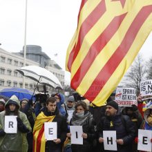 Berlyne šimtai protestuotojų ragina paleisti C. Puigdemont'ą