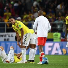 Anglijos futbolininkai tik po 11 m baudinių serijos eliminavo kolumbiečius