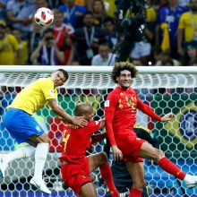 Belgijos futbolininkai įveikė brazilus ir pateko į čempionato pusfinalį