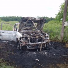 Girtas vyras sudegino policijos automobilį