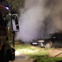 Naktį Vilniuje liepsnos suniokojo du automobilius