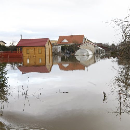 Purmaliuose vanduo tuoj sieks namų stogus  © Vytauto Liaudanskio nuotr.