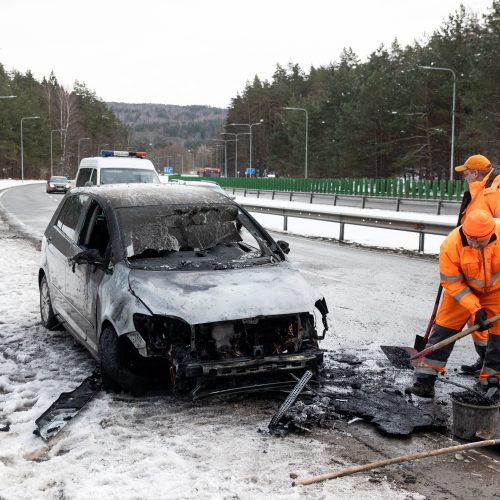 Vilniuje kelionės metu užsidegė automobilis  © P. Peleckio/BNS