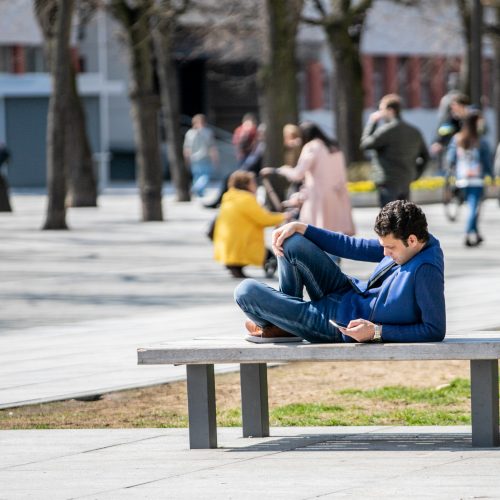 Kauniečiai džiaugėsi pavasarišku sekmadieniu  © Justinos Lasauskaitės nuotr.