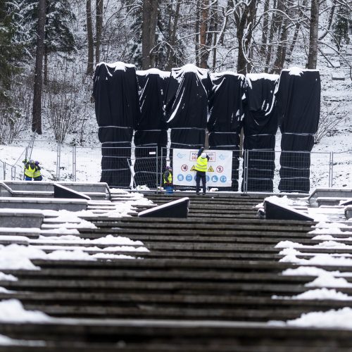  Vilniaus Antakalnio kapinėse prasidėjo stelų nukėlimo darbai  © I. Gelūno / BNS nuotr.