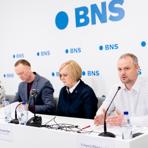 Spaudos konferencija apie Vilniaus vairuotojų streiką  © L. Balandžio / BNS nuotr.
