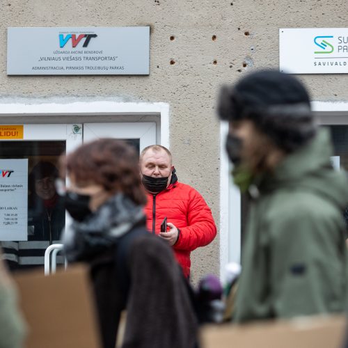 Vilniaus viešojo transporto darbuotojų palaikymo akcija  © Ž. Gedvilos / BNS nuotr.