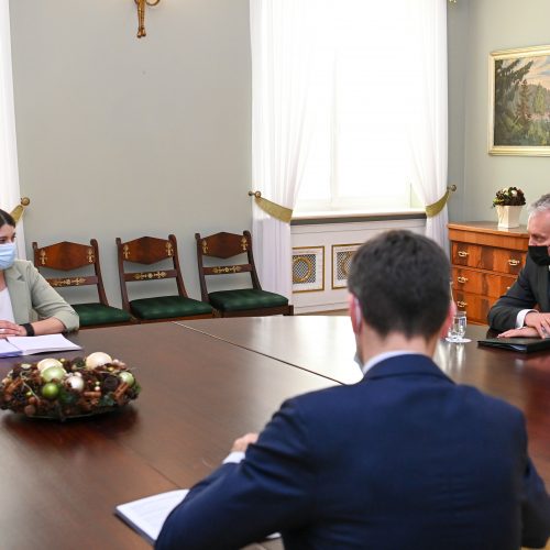 G. Nausėda susitinka su kandidate į ministres G. Skaiste  © P. Peleckio / Fotobanko, R. Dačkaus / Prezidentūros nuotr.