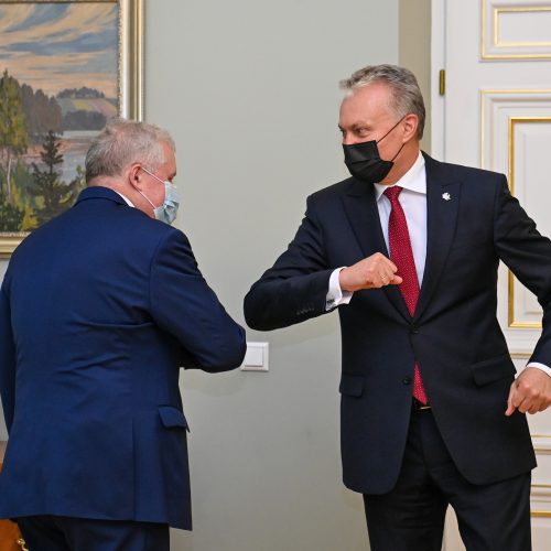 G. Nausėda susitinka su kandidatu į ministrus A. Anušausku  © R. Dačkaus / Prezidentūros, I. Gelūno / Fotobanko nuotr.