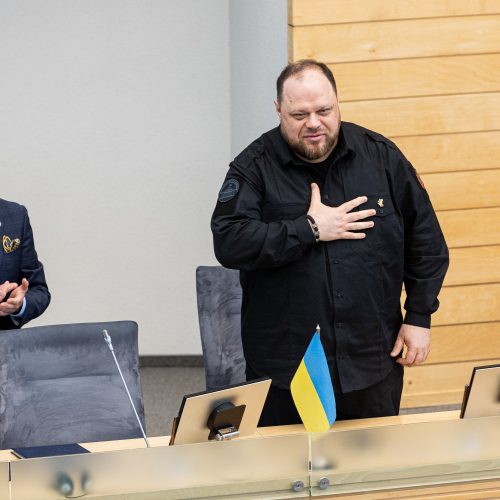 Ukrainos Aukščiausiosios Rados Pirmininkui Ruslanui Stefančukui įteikta A. Stulginskio žvaigždė  © P. Peleckio / BNS nuotr.