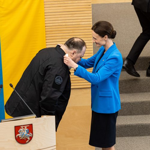 Ukrainos Aukščiausiosios Rados Pirmininkui Ruslanui Stefančukui įteikta A. Stulginskio žvaigždė  © P. Peleckio / BNS nuotr.