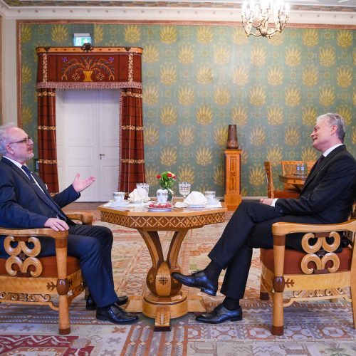 G. Nausėda susitiko su Latvijos prezidentu E. Levitu  © R. Dačkaus (LRP kanceliarijos) nuotr.
