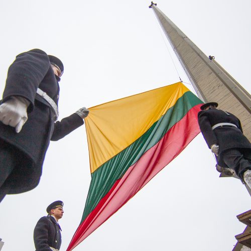 Valstybės vėliavos pakėlimo ceremonija Nepriklausomybės aikštėje  © D. Labučio (ELTA), I. Gelūno (BNS) nuotr.