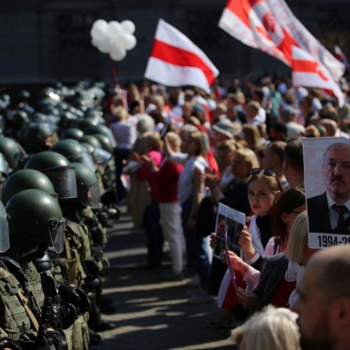 Per A. Lukašenkos gimtadienį – tūkstantinės minios protestas  © Scanpix nuotr.