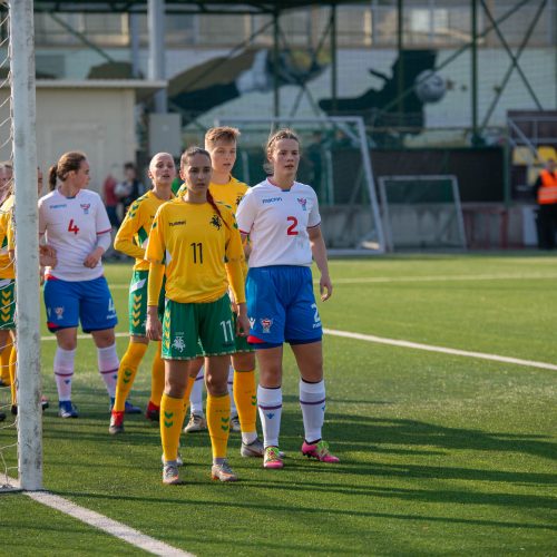 Lietuvos moterų futbolo rinktinės rungtynės su Farerų salų rinktine  © Manto Kutkaičio nuotr.