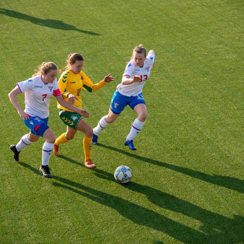 Lietuvos moterų futbolo rinktinės rungtynės su Farerų salų rinktine  © Manto Kutkaičio nuotr.