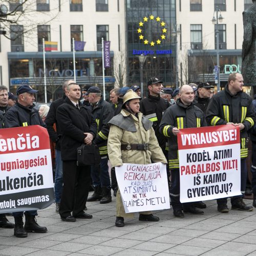 Ugniagesių mitingas V. Kudirkos aikštėje  © P. Peleckio / Fotobanko nuotr.