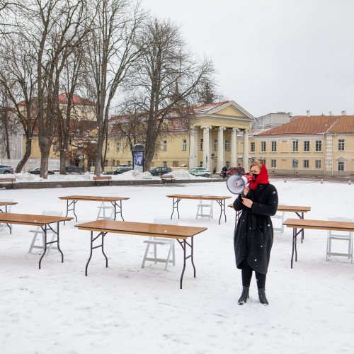 Vilniuje – šokio grupės „Spokšok“ akcija už moterų teises  © I. Gelūno / Fotobanko nuotr.