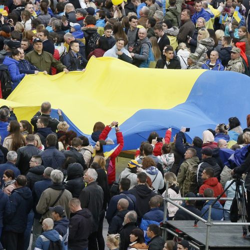 P. Porošenkos ir V. Zelenskio debatai Kijevo stadione  © Scanpix nuotr.