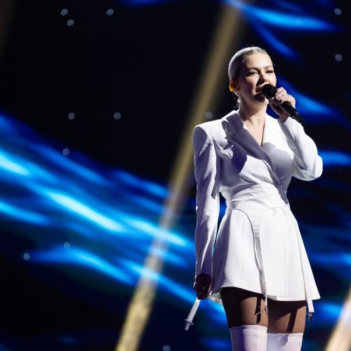 Nacionalinės „Eurovizijos“ atrankos „Pabandom iš naujo“ antros laidos filmavimas  © L.Balandžio / BNS nuotr.