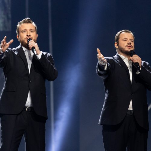 Nacionalinės „Eurovizijos“ atrankos „Pabandom iš naujo“ pirmojo pusfinalio filmavimas  © P. Peleckio/BNS nuotr.