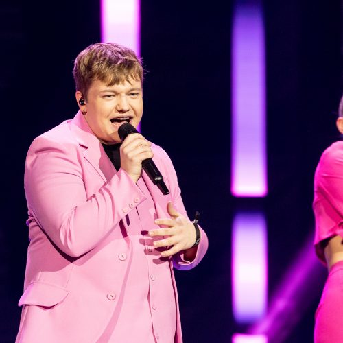 Nacionalinės „Eurovizijos“ atrankos „Pabandom iš naujo“ pirmojo pusfinalio filmavimas  © P. Peleckio/BNS nuotr.