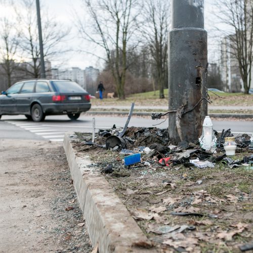 Avarija Šiaurės pr. ir S. Žukausko gatvių sankryžoje  © Vilmanto Raupelio nuotr.