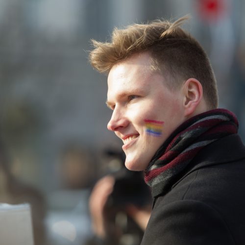 Prie Vyriausybės – akcija už homoseksualų teises  © V. Skaraičio / BFL nuotr.