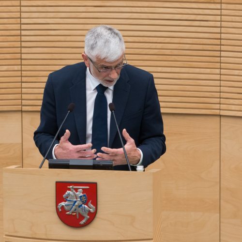 B. Markauskas atsakė į Seimo narių klausimus  © V. Skaraičio / BFL nuotr.