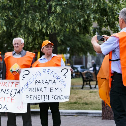 „Solidarumas“ protestavo prieš mokesčių reformą  © G. Bartuškos / ELTOS nuotr.