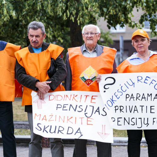 „Solidarumas“ protestavo prieš mokesčių reformą  © G. Bartuškos / ELTOS nuotr.