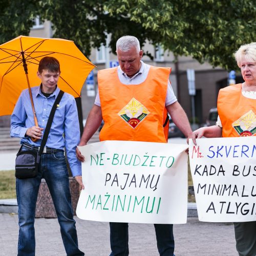 „Solidarumas“ protestavo prieš mokesčių reformą  © G. Bartuškos / ELTOS nuotr.
