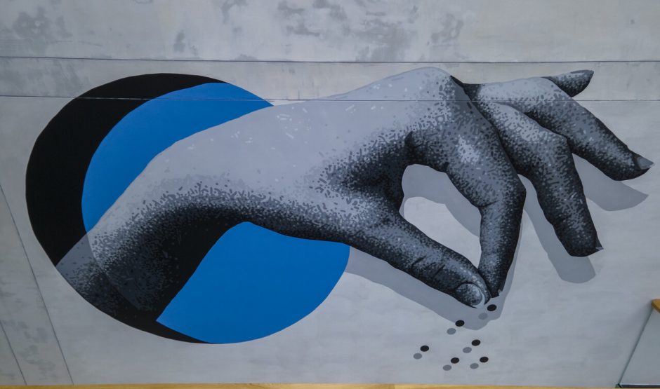 „Paupio turgaus“ sieną papuošė J. Tarabildos piešinys: menas turi kelti klausimų