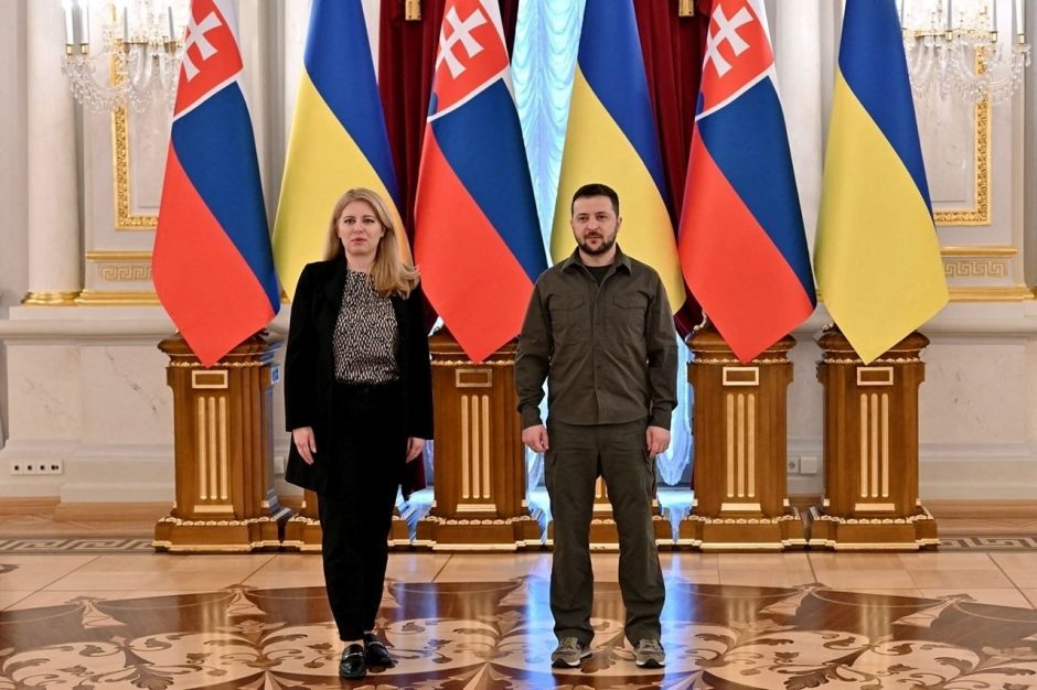 Slovakijos prezidentė apsilankė Irpinėje ir Borodiankoje