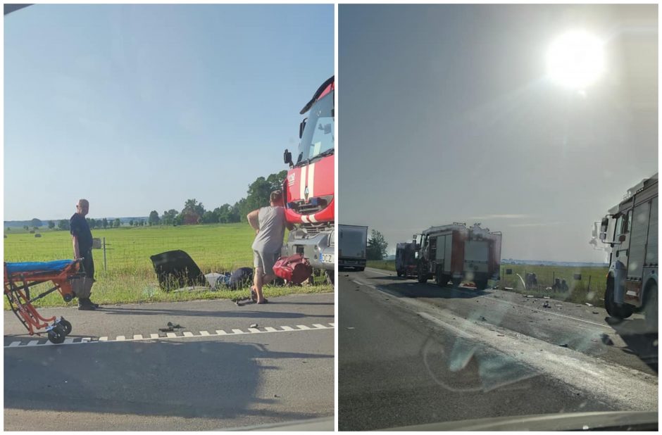 Kelyje „Via Baltica“ – sunkvežimio ir „Audi“ avarija: nukentėjo žmogus