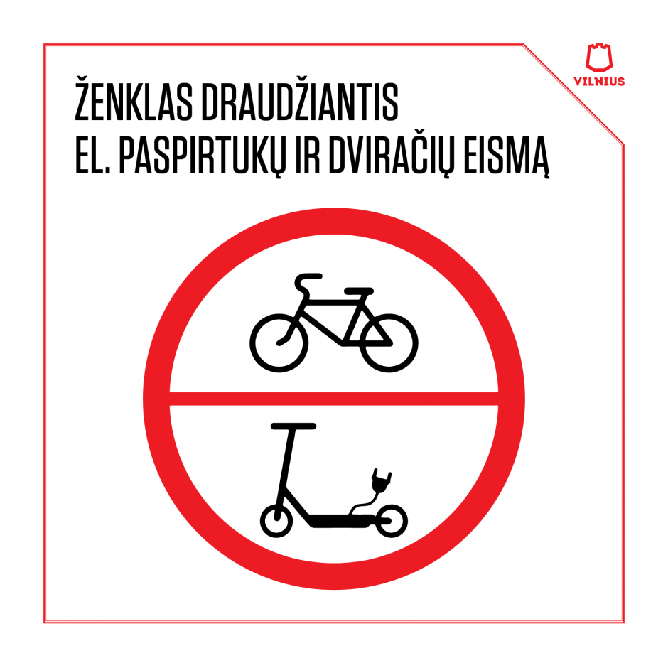 Pokyčiai: trijose Vilniaus gatvėse bus draudžiama važiuoti paspirtukais, dviračiais