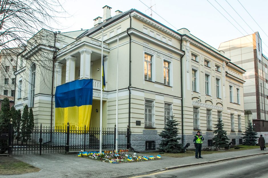 Ukrainos ambasadą saugojęs pareigūnas netyčia iššovė į sieną